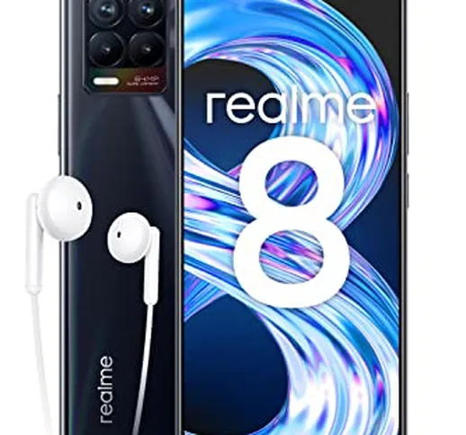 realme 8 Smartphone, Quad camera da 64 MP con AI, Display Super AMOLED da 6.4”, Ricarica r...