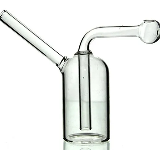Aoheuo - Mini pipa ad acqua / bong, 12 cm, per fumare, colore: Trasparente
