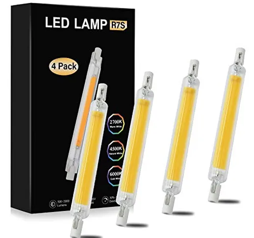 Lampadina 10W R7S 78mm a LED Slim Doppio Effetto Lineare, J78 Dimmerabile Bianco Naturale...