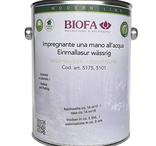 BIOFA 51 - 1077 BIANCO 2,5 l - Impregnante naturale una mano all'acqua