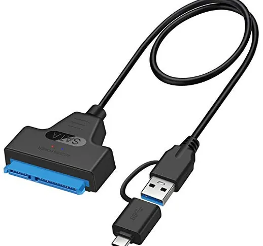 EasyULT Adattatore USB 3.0 a SATA, Convertitore e Cavo USB 3.0/Type-C a SATA per HDD SSD 2...