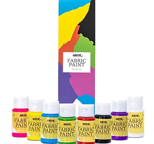 Nazca Colors Pittura per Tessuti Permanenti 8 Colori x 30ml – Acrilici per Stoffa e Pelle...