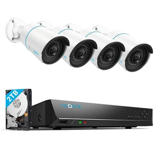 Reolink 5MP Kit Videosorveglianza IP PoE, Intelligente Rilevamento di persone e veicoli, 8...