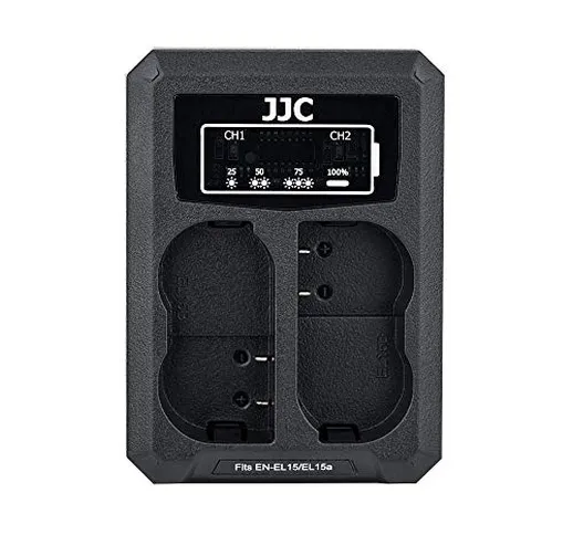 JJC Caricabatteria Doppio USB per Nikon Z7II Z7 Z6II Z6 D850 D780 D750 D610 D600 D500 D750...