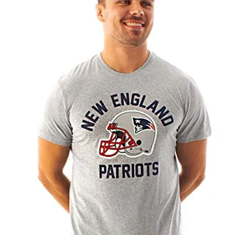 NFL T-Shirt Manica Corta Grigia Uomo New Jersey Patriots Casco