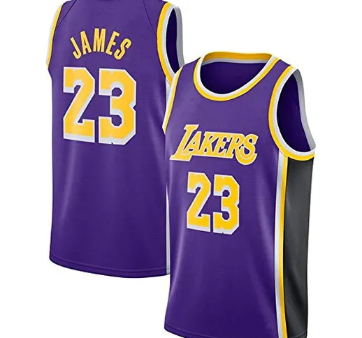 Lalagofe Lebron James, Los Angeles Lakers #23 Basket Jersey Maglia Canotta, Viola, Un Nuov...