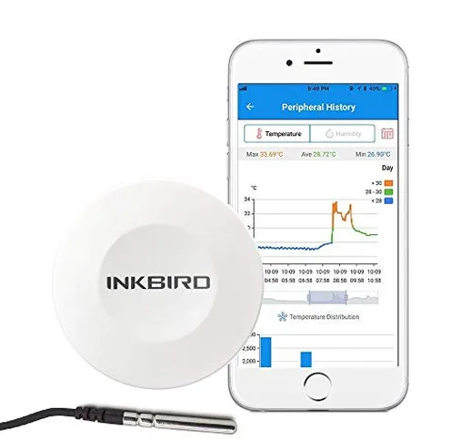 Inkbird IBS-TH1 Termometro Igrometro Wireless con Avvisi per iOS e Android, Registratore d...