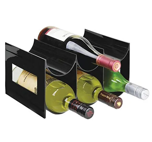 mDesign Pratico scaffale per bottiglie di vino – Portabottiglie in plastica senza BPA per...