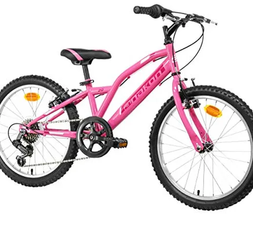 Anakon Bicicletta per Bambina SHIMANO, 6 Velocità, Cerchione 20" in Alluminio, Rosa, Hawk...