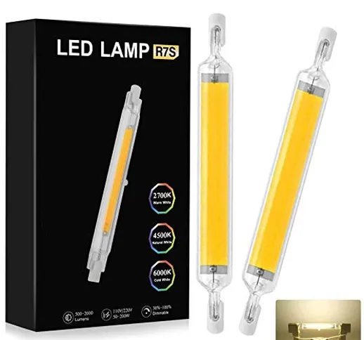 Lampadine LED R7S 118mm, R7S LED 118mm 20W Lamp, R7S COB 20W Lampadina, LED 118mm a doppia...