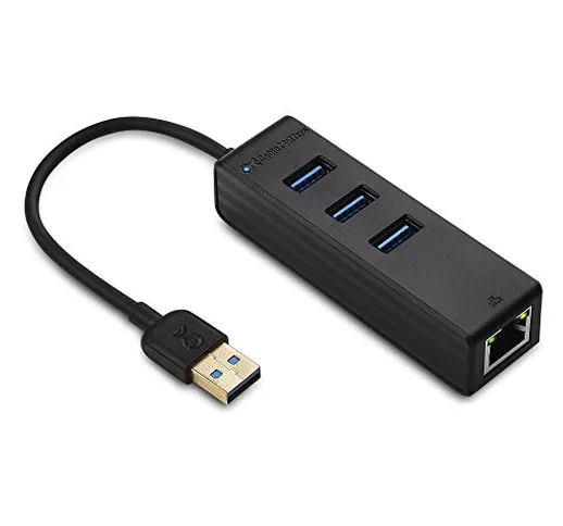 Cable Matters Hub USB 3.0 3 Porta con Ethernet (Hub USB con Ethernet, Hub USB Gigabit Ethe...
