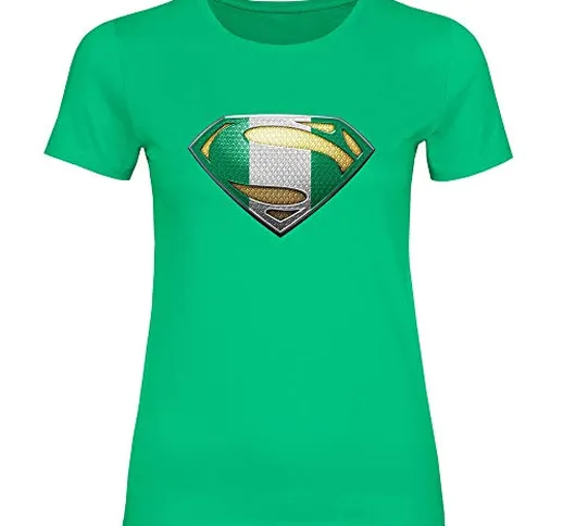 wowshirt T-Shirt Donna Nigeria Bandiera della bandierina Emblema, Taglia:M, Colore:Kelly G...