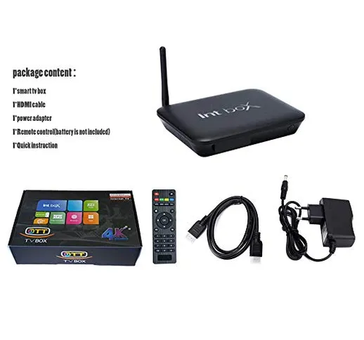 CHOULI Nuovo INT Box I8 Android 6.0 TV Box Amlogic S912 Octa Core 2GB 8GB Dual WiFi, Nero