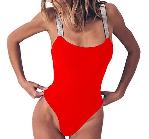 Mbby Costume da Bagno Shaping Donna Intero Trikini Push up Imbottitura Monokini con Brilla...