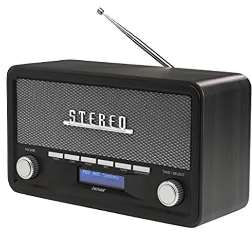 Radio portatile Denver DAB-18DARKGREY - Radio analogica e digitale, DAB+, FM. Bluetooth. A...