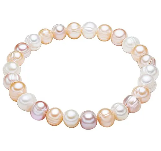 Valero Pearls Bracciale da Donna con Perle coltivate d'acqua dolce bianco albicocche lilla...