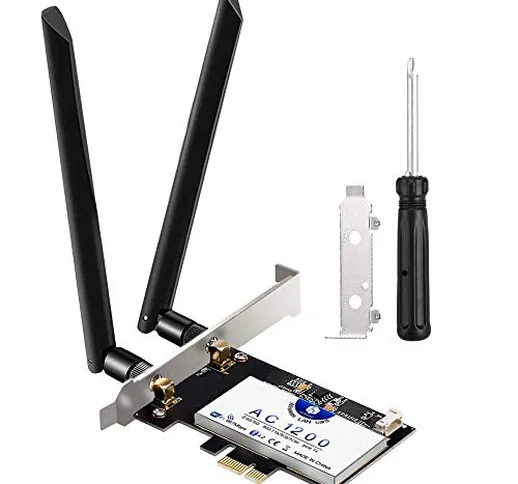 Hommie Scheda di Rete Wireless Wi-Fi con Bluetooth 4.2, 1200M 867mbps Scheda di Rete PCI,...