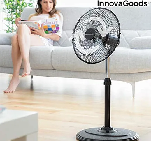 InnovaGoods IG814236 - Ventilatore a piantana oscillante, 360°, Ø 30 cm, 60 W, colore: ner...