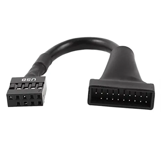 SODIAL(R) Nero USB 2.0 9 pin femmina a USB 3.0 a 20 pin connettore dell'adattatore maschio...