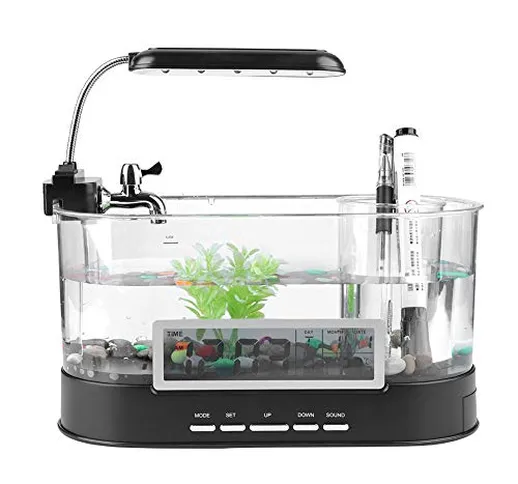 Garosa Serbatoio di Acquario Mini USB Desktop Aquarium Mini Serbatoio Pesci Ornamentali Ec...