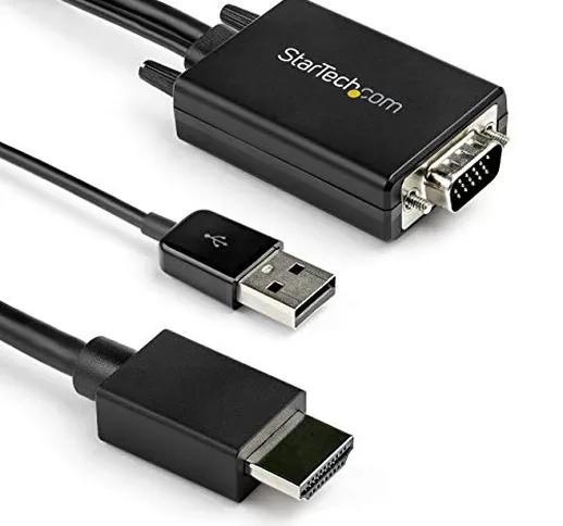 StarTech.com Cavo adattatore da VGA a HDMI da 3 m - Alimentazione via USB - 1080p -Convert...