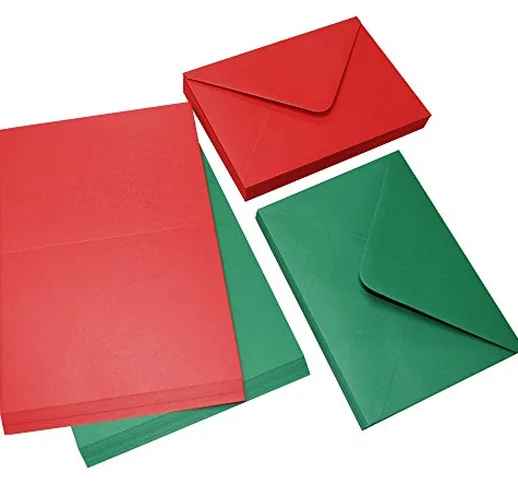 Craft UK 2039 - Biglietto di Natale con busta, 15 x 18 cm, colore: Rosso/Verde (confezione...