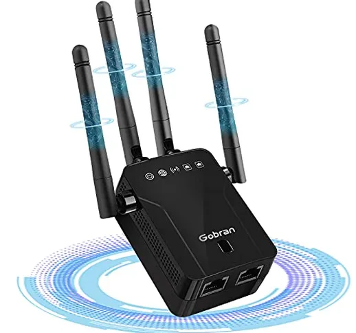 Ripetitore WiFi Wireless 1200Mbps Dual Band 5GHz 2.4GHz, Extender Segnale WiFi Access Poin...