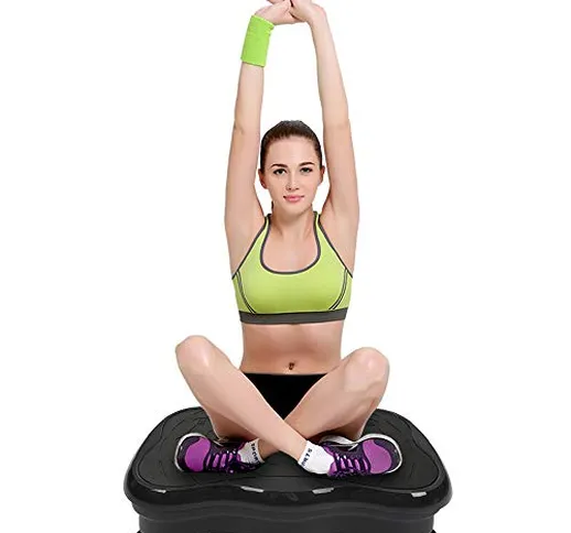 WeFun Fitness Pedana Vibrante,200W Piastra Vibrante con Altoparlanti Bluetooth + Schermo L...