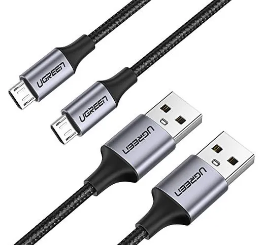 UGREEN Cavo Micro USB Ricarica Rapida 2.4A, Cavo USB in Nylon Supporta QC 3.0 2.0, FCP Com...