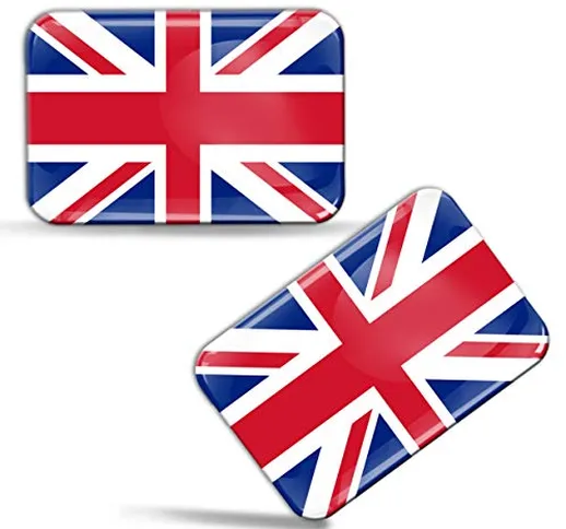 Biomar Labs® 2 x 3D Silicone Adesivi Resinati Bandiera Nazionale del Regno Unito UK Union...