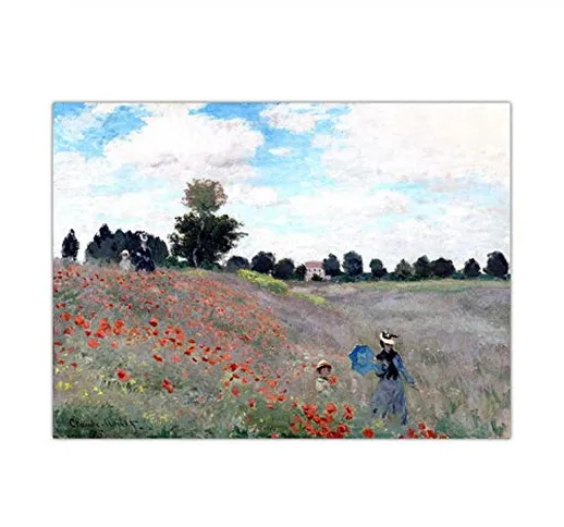 NVRENHUA Famoso Pittore Claude Monet Campo e Papavero Poster su Tela Stampa Moderna Pittur...