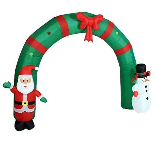 BAKAJI Arco Gonfiabile Gigante Natalizio Altezza 240 cm con Babbo Natale e Pupazzo di Neve...