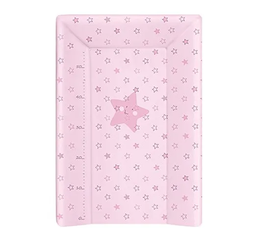 BabyCalin BBC510714 Luxus Wickelunterlage, Rosa Sterne mit Höhenstange, rosa, 1 Stück, Ste...
