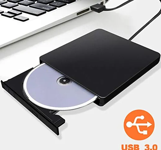 Masterizzatore DVD CD Externo, ALISTAR Unità CD/DVD Esterna USB 3.0 Portatile DVD/CD+/- RW...