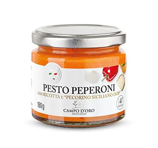 CAMPO D'ORO | PESTO PEPERONI CON RICOTTA E “PECORINO SICILIANO DOP” 180 GR | Specialità si...
