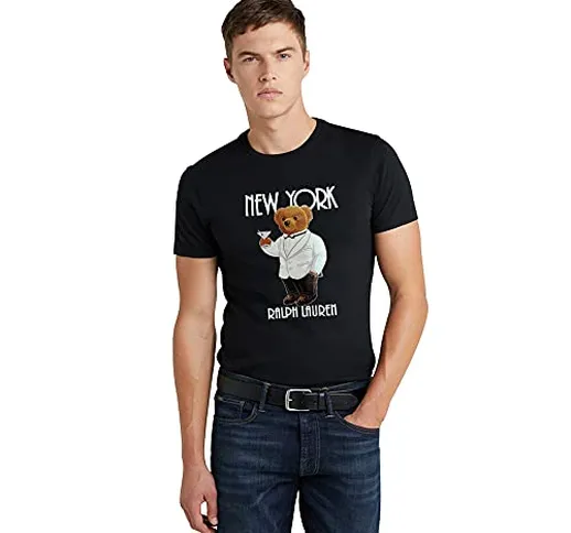 Polo Ralph Lauren T-Shirt da Uomo Polo Bear New York (XXXL, RL Black)