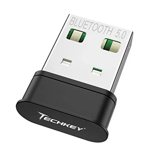 Adattatore Bluetooth USB per PC, Techkey Chiavetta Bluetooth 5.0 EDR per Laptop Desktop pe...