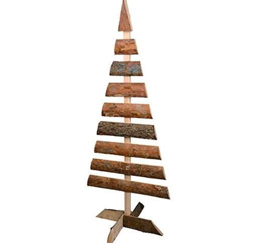 RM E-Commerce - Decorazione a forma di albero di Natale, in legno naturale, 1 m
