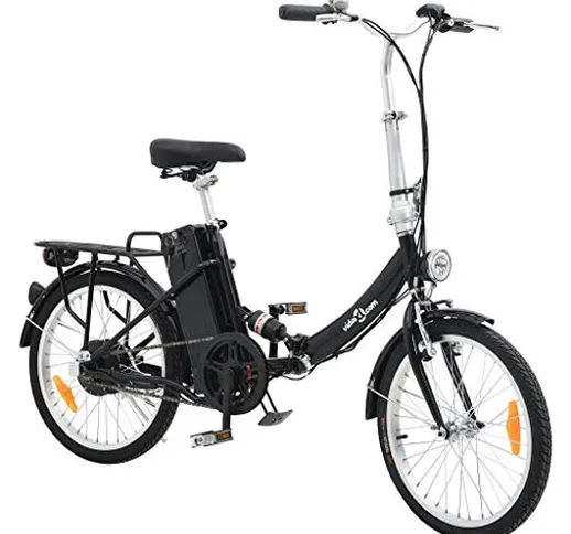 vidaXL Bicicletta elettrica pieghevole in lega di alluminio con batteria a ioni di litio