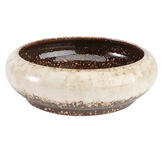 UPKOCH Vaso rotondo per bonsai in ceramica con foro di drenaggio, bianco