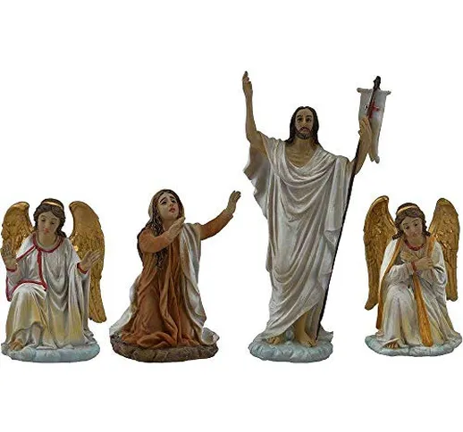 Set di 4 Statue Resurrezione di Gesù in Resina Presepe Pasquale cm.14 by Paben