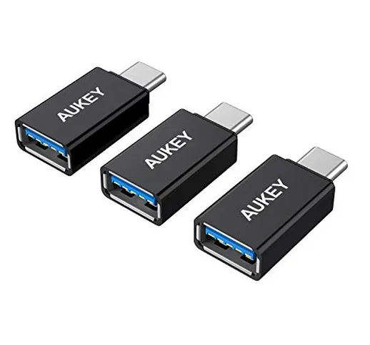 AUKEY Adattatore USB C a USB 3.0 (3 Pezzi) Connettore Tipo C a USB A per Trasmissione Dati...
