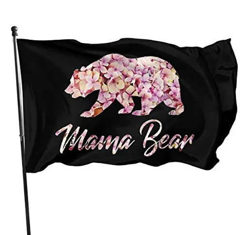 Kxxhvk Mama Bear Festa della Mamma Madre Mamma Fiori Bandiere 3x5 Piedi Bandiera Americana...