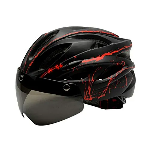 Occhiali di protezione neri Casco da bicicletta Modello ultraleggero Casco da bici da cors...
