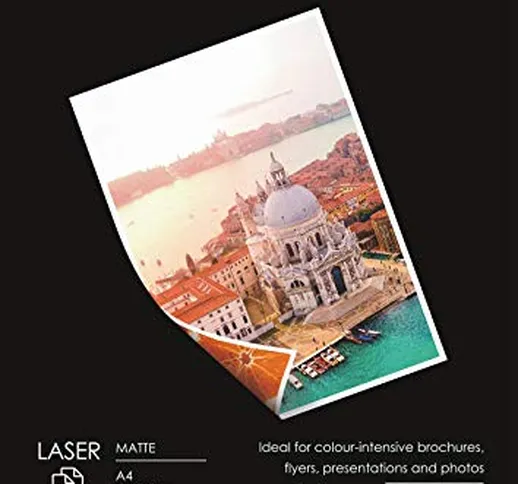 KOALA Carta fotografica Opaca Fronte-Retro per stampante LASER, A4, 250 g/m², 100 fogli. A...
