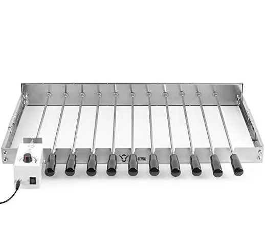 BBQ-Toro Girarrosto Elettrico in Acciaio Inox con 11 spiedi e Motore | Dimensioni Regolabi...