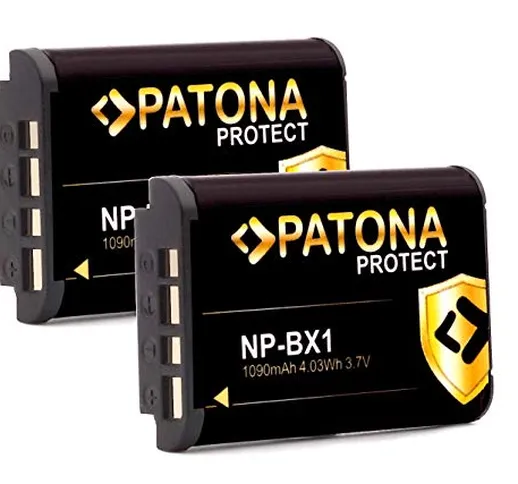 PATONA Protect V1 (2x) Batteria NP-BX1 - compatibile con Sony Vlog ZV-1 DSC HX90 HX95 HX99...