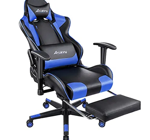 Sedia Gaming,Sedia da Gioco Ergonomica con Poggiapiedi,Schienale e 180 ° Altezza Regolabil...