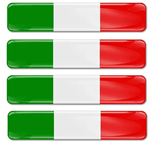 SkinoEu® 4 x Adesivi Resinati 3D Gel Stickers Divertente Bandiera Italia Italy per Auto Mo...
