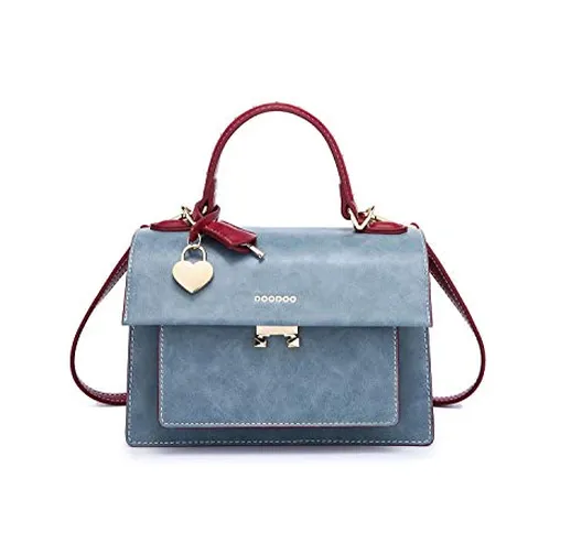 DEERWORD Donna Borse Tote Ecopelle Borsa a Mano Pelle Marca 2021 Grandi Borse a Spalla Blu